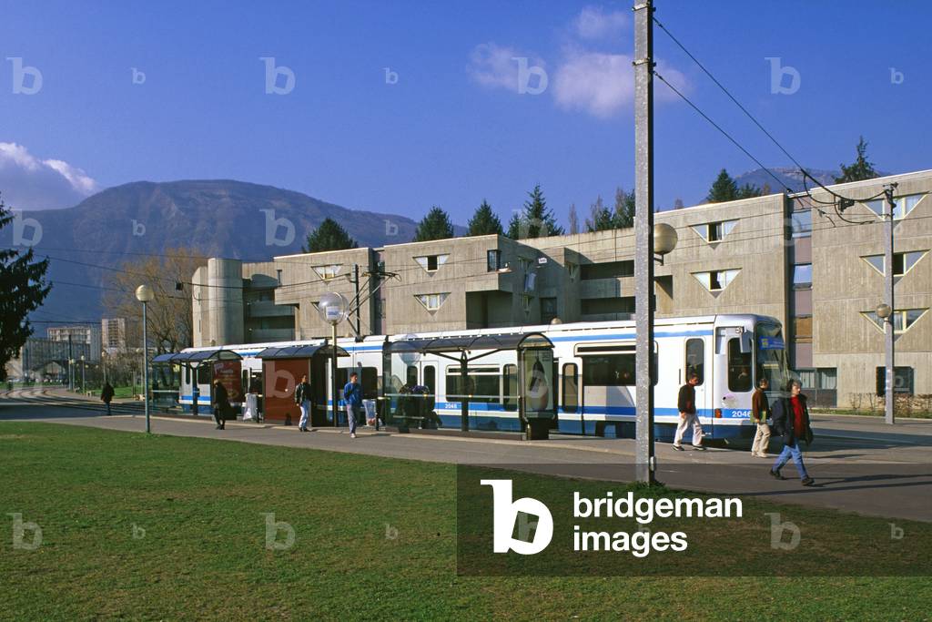 The tram in Saint-Martin d'Heres (Isere, Rhone Alpes).
