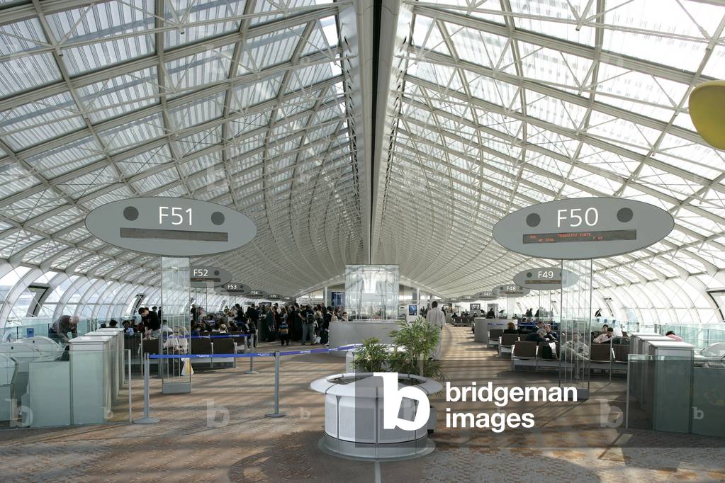 Airport Roissy Charles de Gaulle, Terminal 2 F in Roissy, Val d'Oise, France. Architecture by Paul Andreu, 1998.