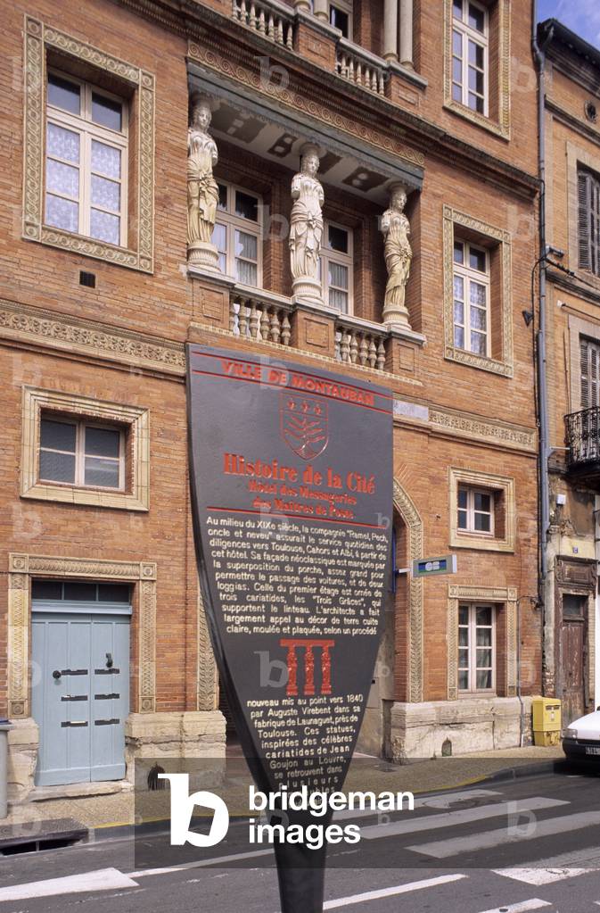 Hotel des Messageries des Maitres de Poste in Montauban (Tarn et Garonne, region Midi Pyrenees). 19th century building, architect Auguste Virebent (1792-1847).