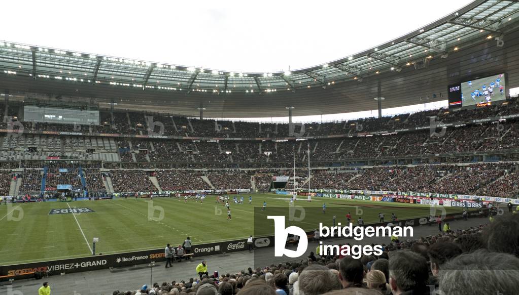 A Rugby match at Stade de France Stade de France - Plaine Saint-Denis - Saint-Denis - France 1997 - Michel Macary, Aymeric Zublena, Michel Regembal, Claude Costantini -