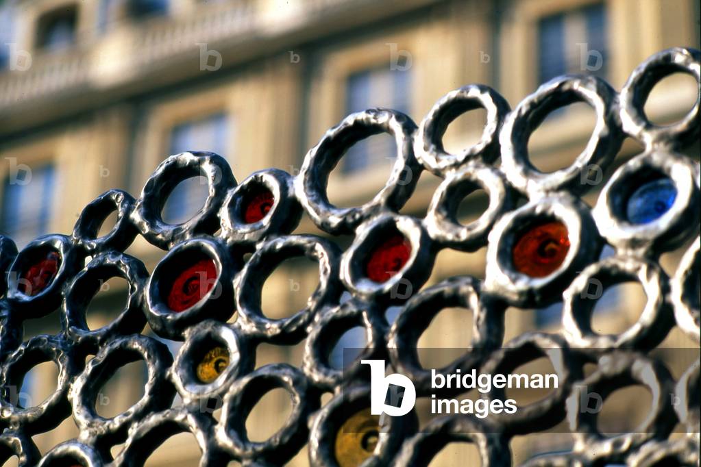 Detail of The metro station of the Palais Royal in Paris. Plastic intervention by Jean Michel Othoniel.