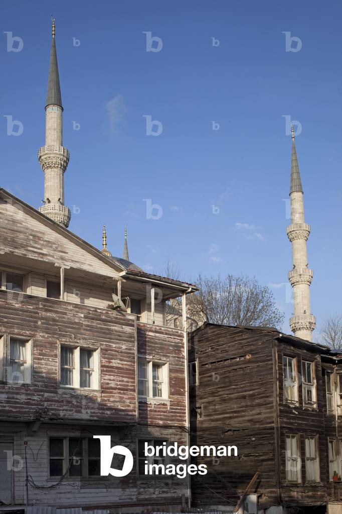 Hagia Sophia Basilica and the Ottoman houses in Istanbul Ottoman houses - Sultanahmet - Istanbul - Turkey -