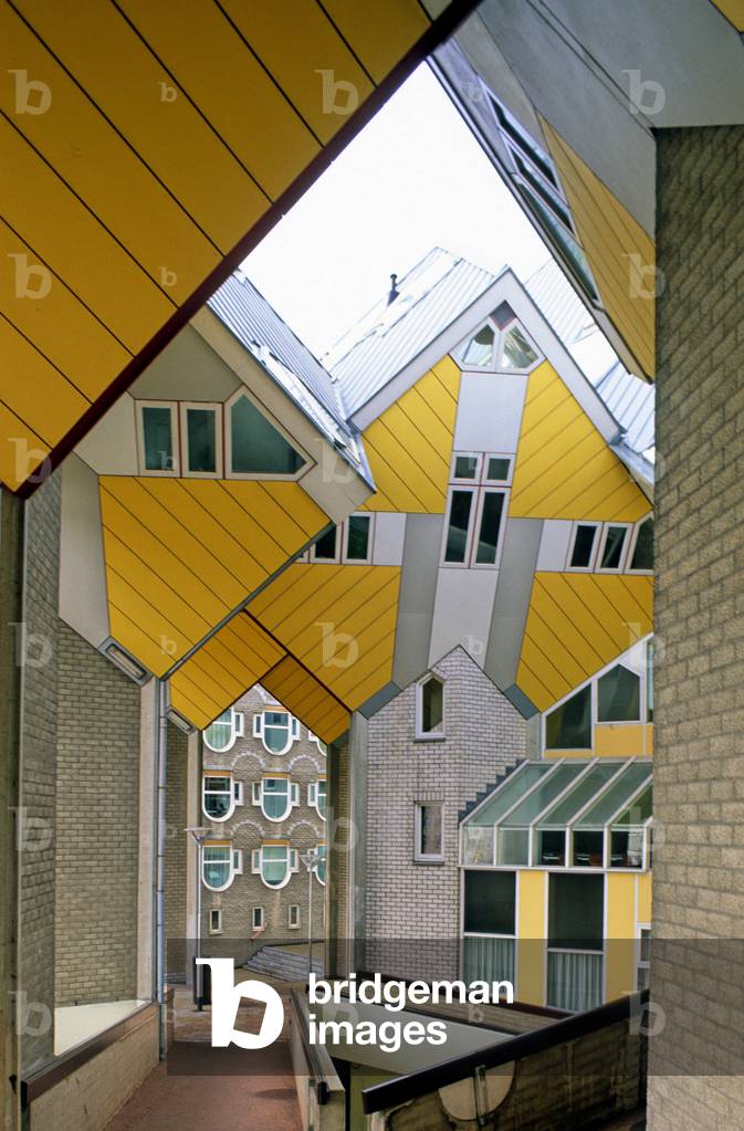 Cubic houses in Rotterdam (Netherlands). Construction 1984, architect Piet Blom.
