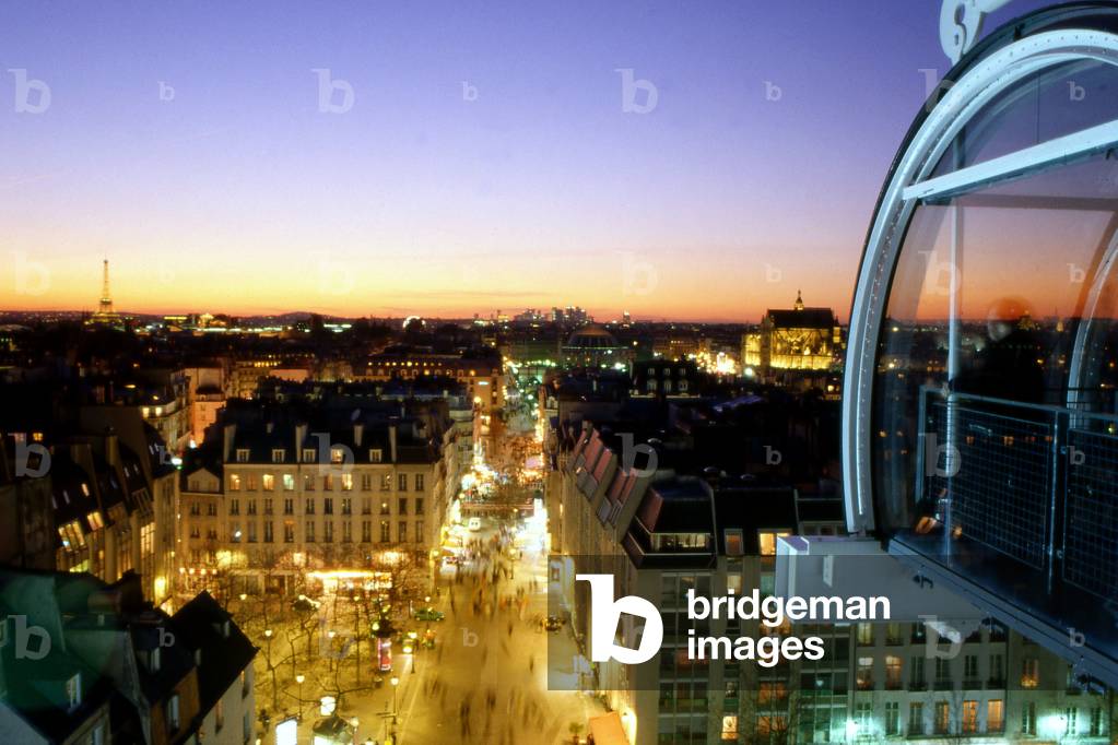 A view of Paris at night, from the Centre Georges Pompidou.