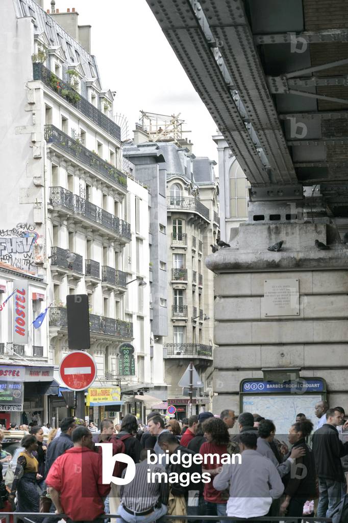 The metro station Barbes Rochechouart in Paris 75018.