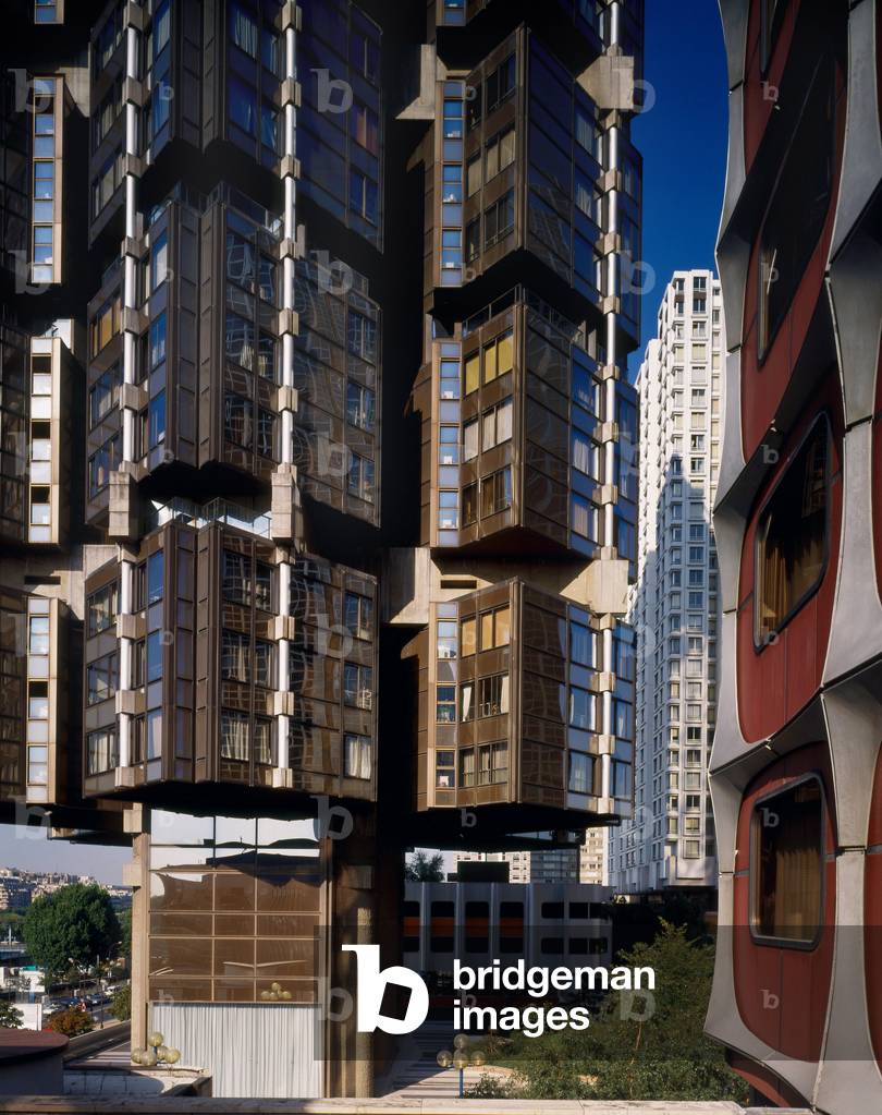 The Totem Tower at the Front de Seine in Paris 15th arrondissement. Architects Michel Andrault and Pierre Parat 1978.