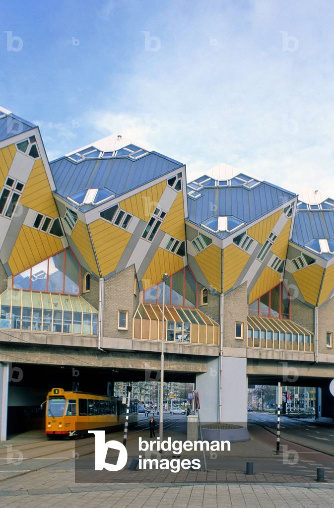Cubic houses in Rotterdam (Netherlands). Construction 1984, architect Piet Blom.