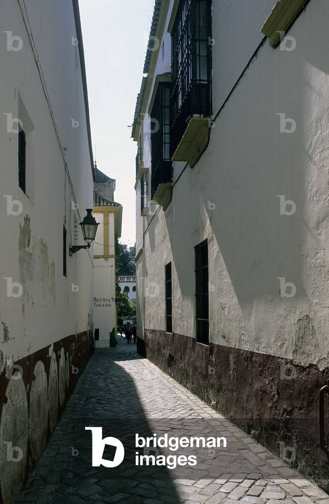 "Bezirk Santa Cruz in Sevilla (Spanien)."