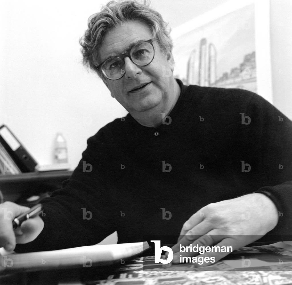 Portrait del'architecte Antoine Grumbach. Photographie en 1998 par Jacqueline Salmon, b/w