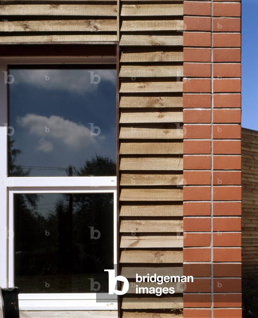 Wooden and brick facade