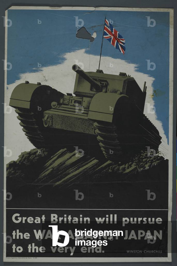 'Great Britain will pursue the war against Japan to the very end - Winston Churchill' (colour litho)