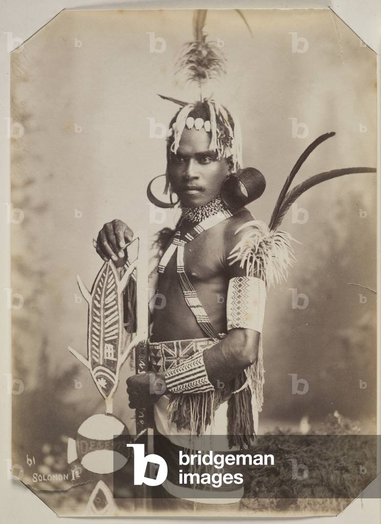 Unknown Soloman Island man (b/w photo)