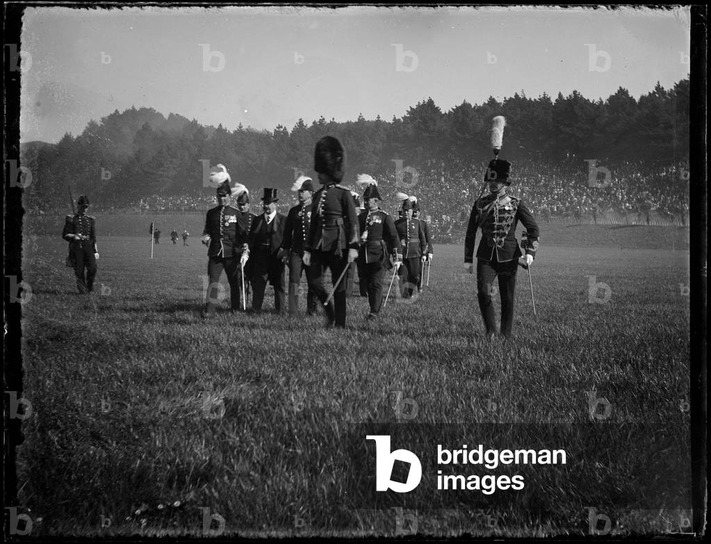 Dominion Day Celebrations: Military escort for Prime Minister Sir Joseph Ward, Newtown Park, Wellington, 26 September 1907