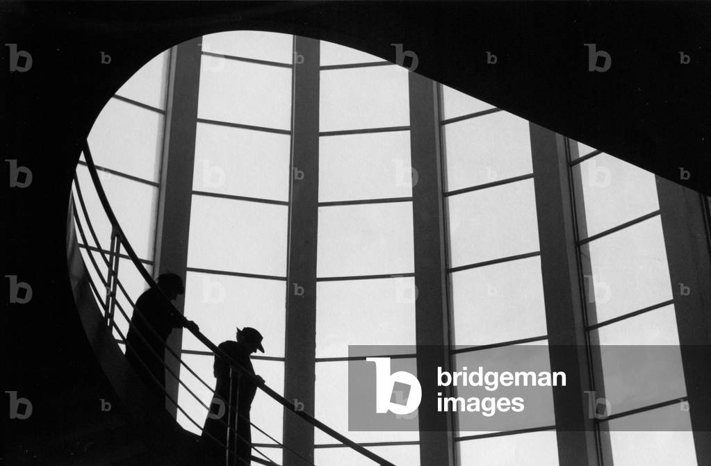 Staircase at the Australian Pavilion, New Zealand Centennial Exhibition, Wellington, April 1940 (b/w photo)
