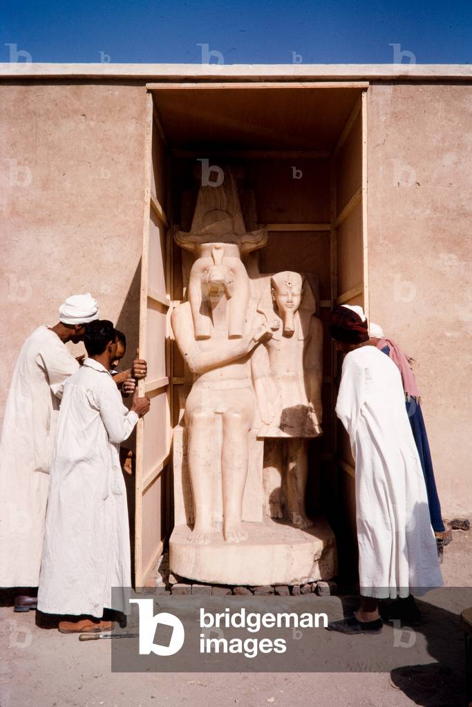 Ancient Egypt Series: Alabaster crocodile god with Amunhotep III, 1968 (photo)