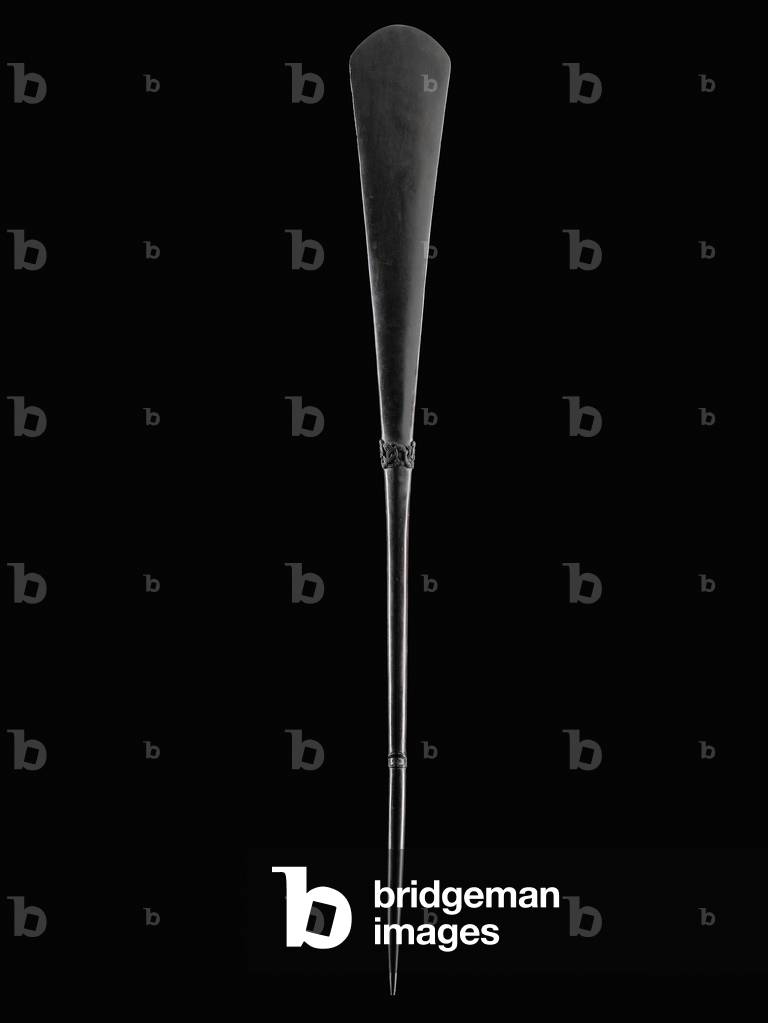 Pouwhenua, long-handled pointed fighting staff, 1800s (wood)