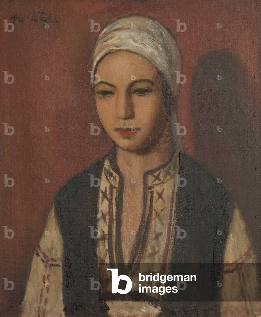 Girl in a peasant blouse, c.1923 (oil on canvas)