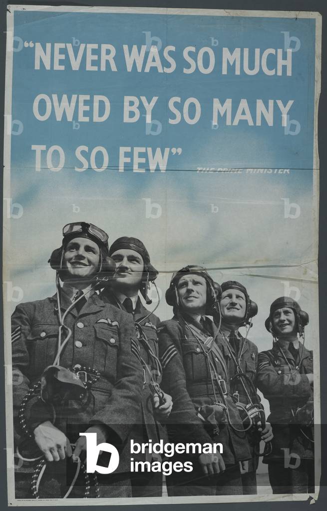 'Never was so much owed by so many to so few' poster, early 1940s (colour litho)
