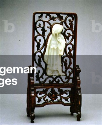 Table screen, with white jade figure of a scholar set in wood, Chinese, Qing Dynasty, 19th century