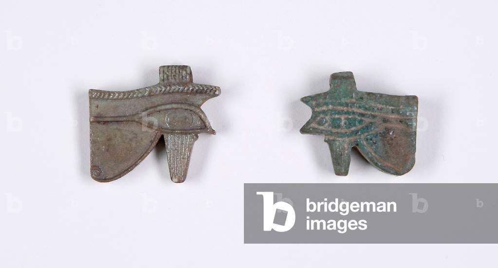 Udjat Eye Amulet, 750 BC (faience & green glaze)