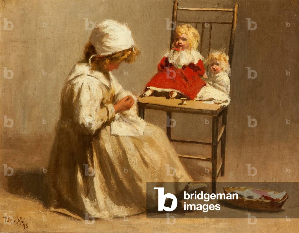 Ein Mädchen mit ihren Puppen, 1895 (Öl auf Leinwand)