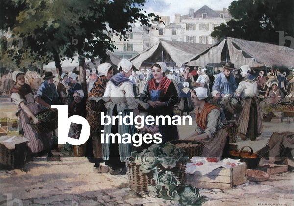 A French Market (w/c on paper)