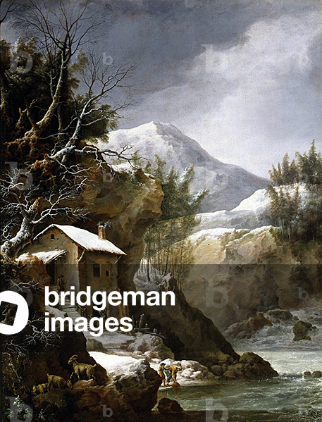 Winter Scene in the Mountains (oil on canvas)