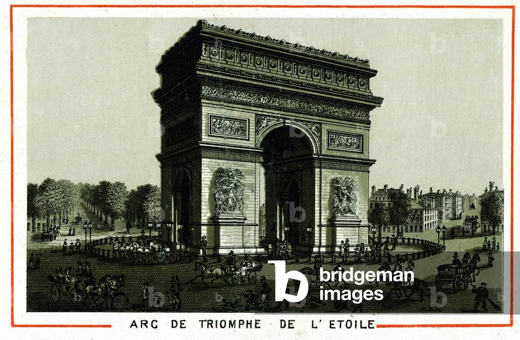 The Arc de Triomphe of the Star in Paris in the 19th century.
