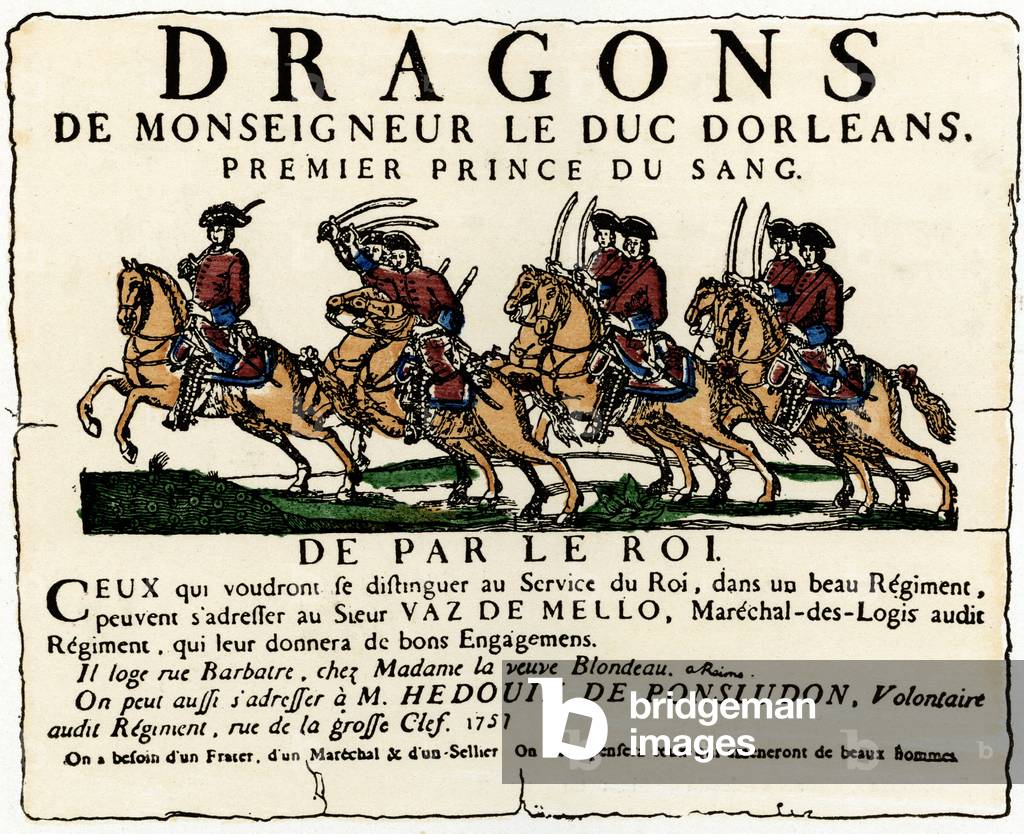 Recruitment of volunteers for Duke Ferdinand d'Orléans, 19th century (Epinal print)