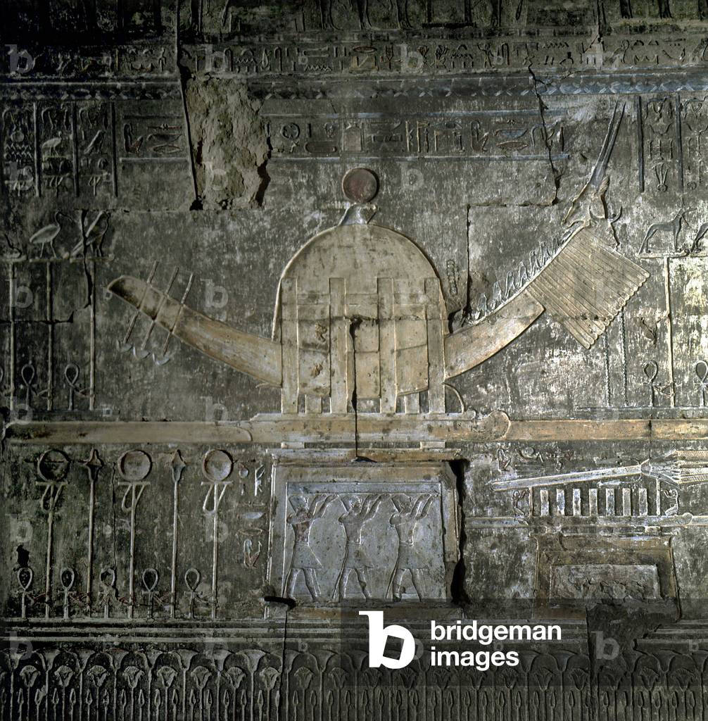 Luxor Thebes: temple of Deir el Medineh, the sacred boat in the sanctuary.