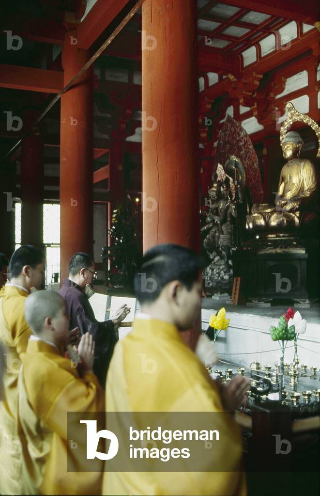 KYOTO: Buddhist office in a temple.