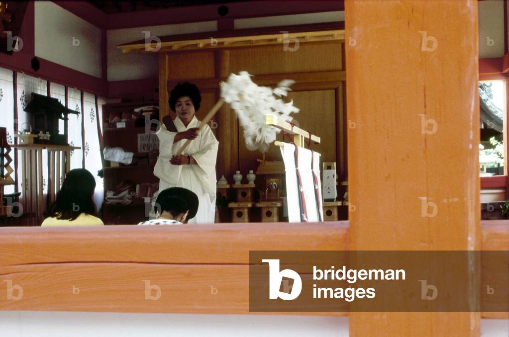 KYOTO: Shinto blessing of a couple in one of the shrines of KYOMIZU.