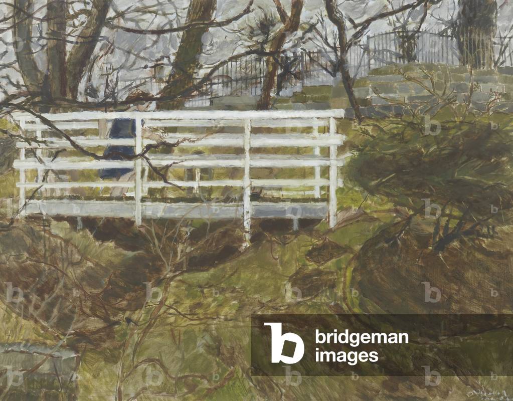 Footbridge, Stockton, 1959 (oil on board)