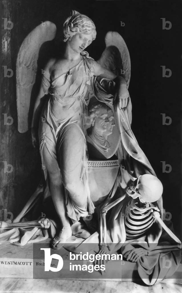Memorial to James Lennox Dutton, St Mary Magdalene Church, Sherborne, Gloucestershire, England (b/w photo)