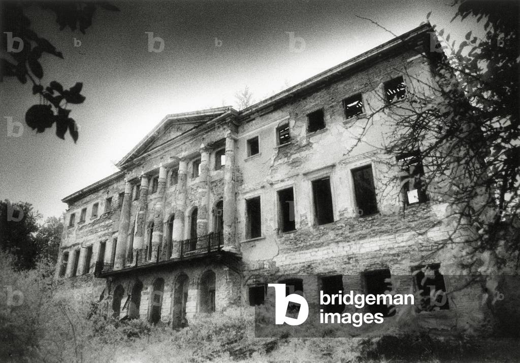 The Main House, Grebnevo Estate, Fryazino, Moscow District, Russia (b/w photo)