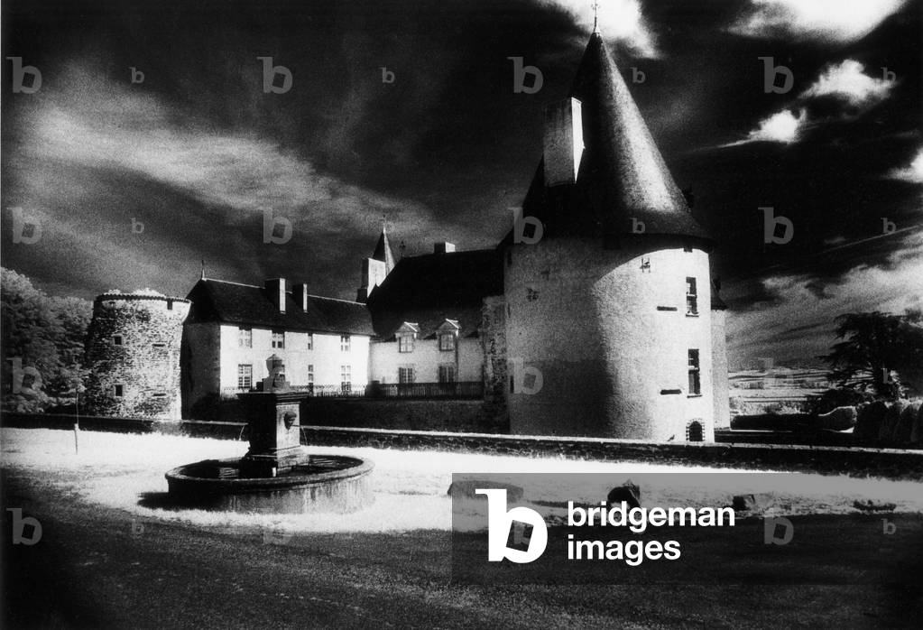 Villeneuve-Lembron Chateau, Auvergne, France (b/w photo)