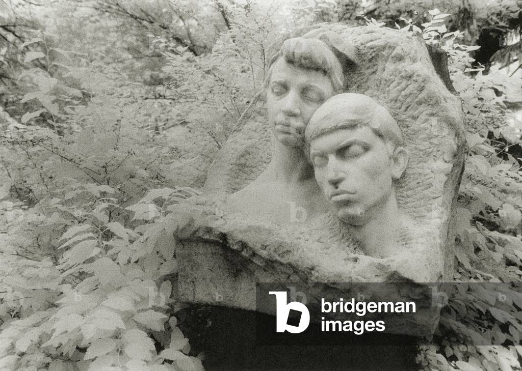 Tomb,Novodevichy Cemetery, Novodevichy Convent, Moscow (b/w photo)