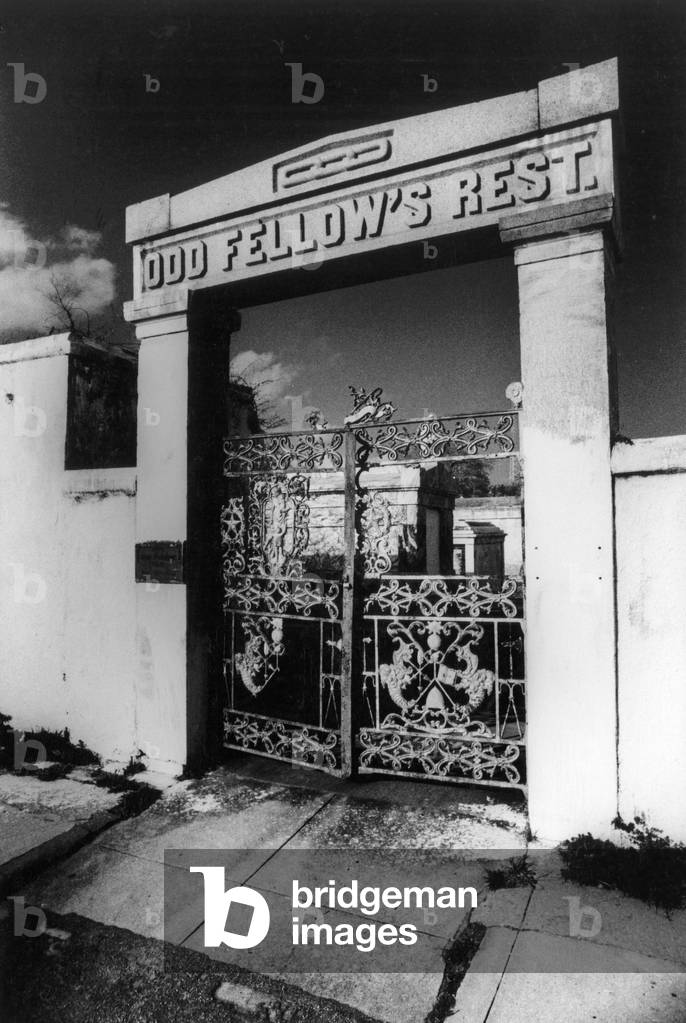 Cemetery Gates, New Orleans, USA (b/w photo)
