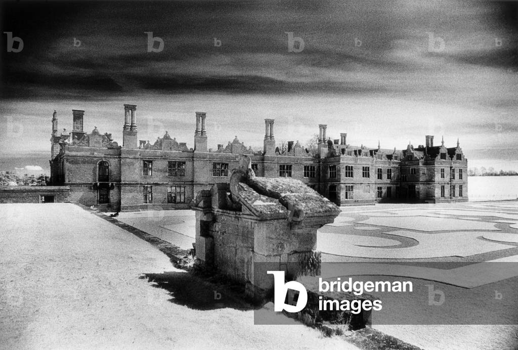 Kirby Hall, Northamptonshire, England (b/w photo)