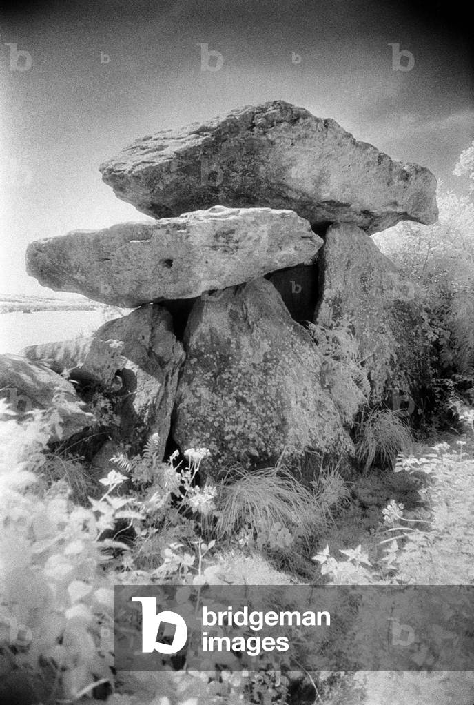 Knockeen Dolmen, County Waterford, Ireland (b/w photo)