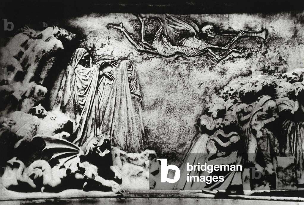 Detail on the Tomb of Etienne - Gaspard Robertson, PÞre Lachaise Cemetery, Paris, France (b/w photo)