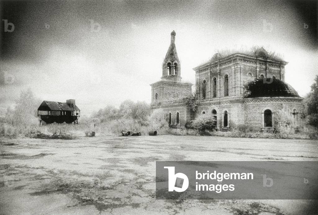 The Church of the Nativity of the Virgin, Telyakovo, Tula District, Russia (b/w photo)