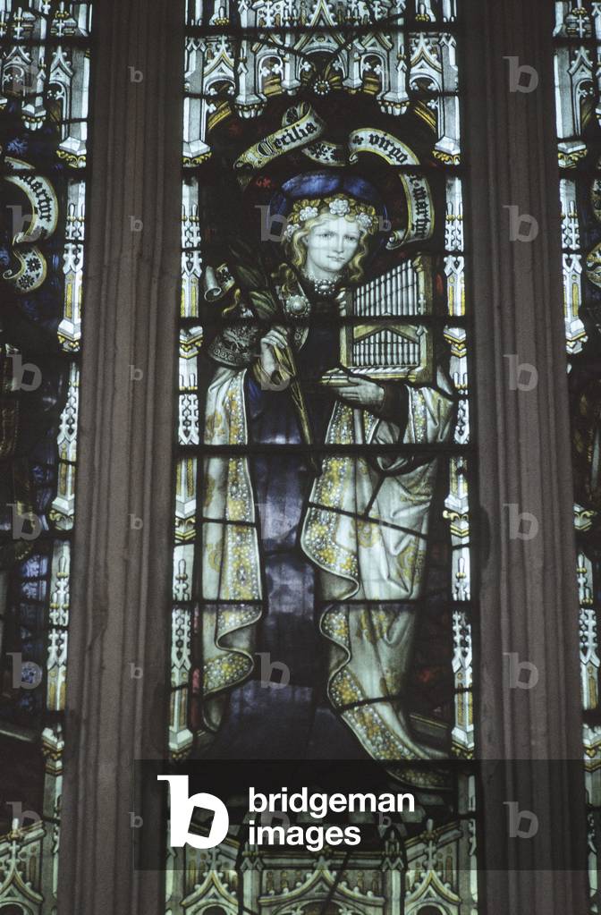 St Cecilia, patron saint of musicians, St Lawrence's Church, Lechlade, Gloucestershire, England (photo)