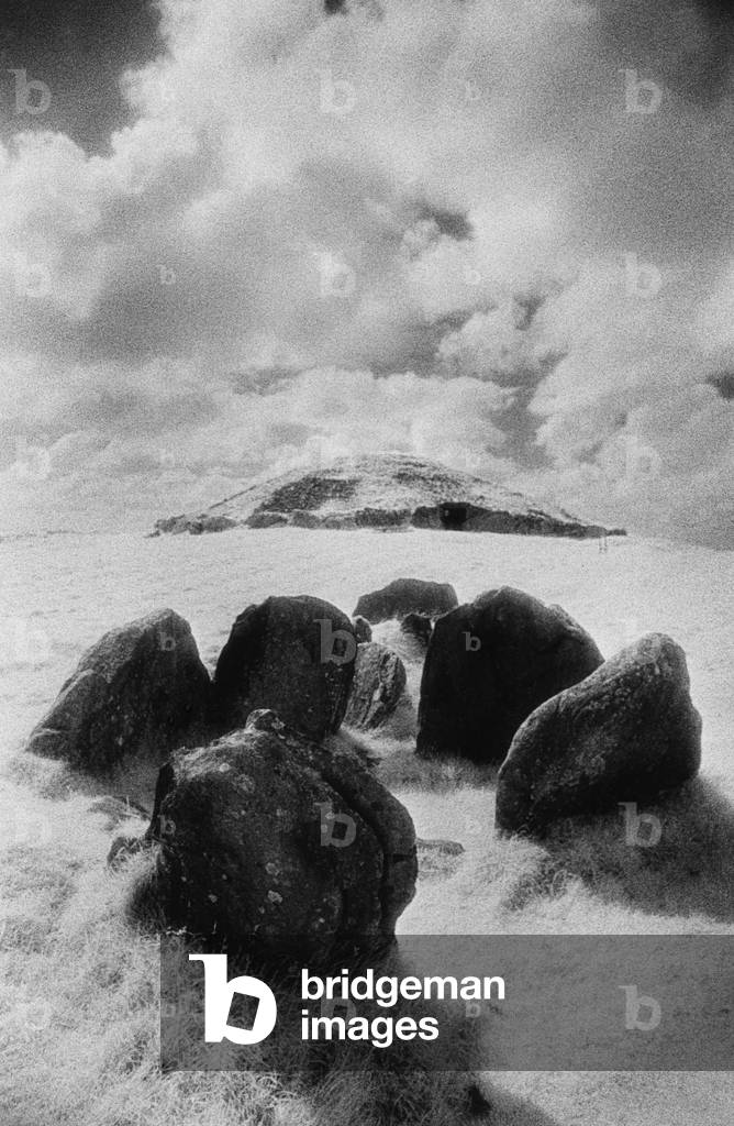 Passage Grave, Slieve Na Calliagh, County Meath, Ireland (b/w photo)