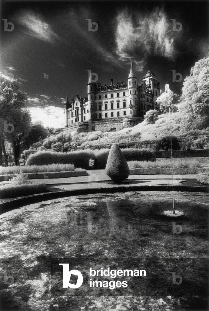 Dunrobin Castle, Golspie, Sutherland, Scotland (b/w photo)