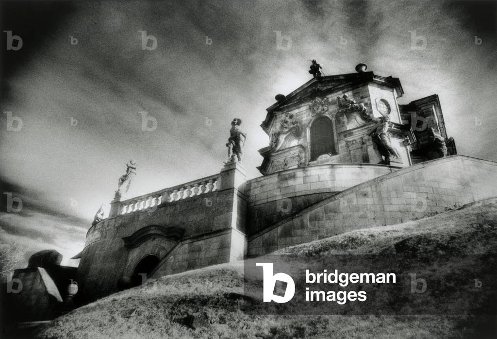 Mausoleum of Count Spork, Kuks Chateau, North East Bohemia, Czech Republic (b/w photo)