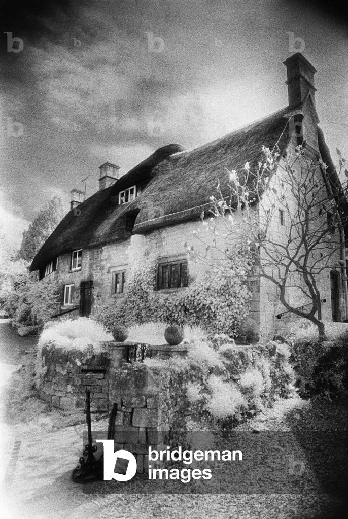 Cottage, The Cotswolds, England (b/w photo)