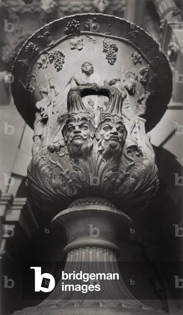 Urn, Harlaxton Manor, Grantham, Lincolnshire, England (b/w photo)
