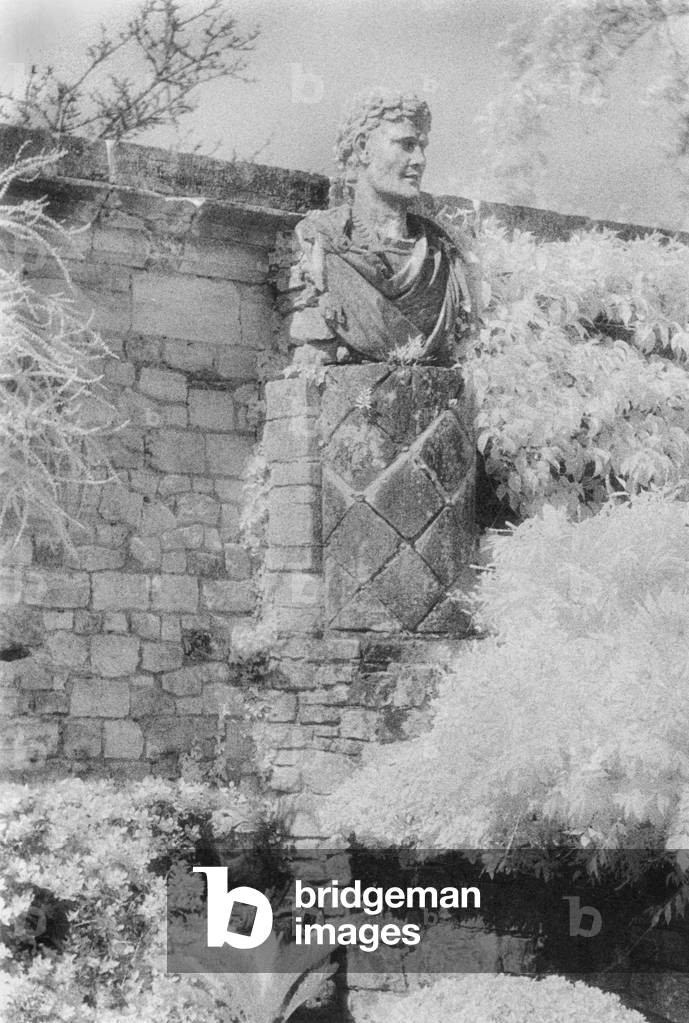 Statue, Italian Garden, Hever Castle, Kent, England (b/w photo)