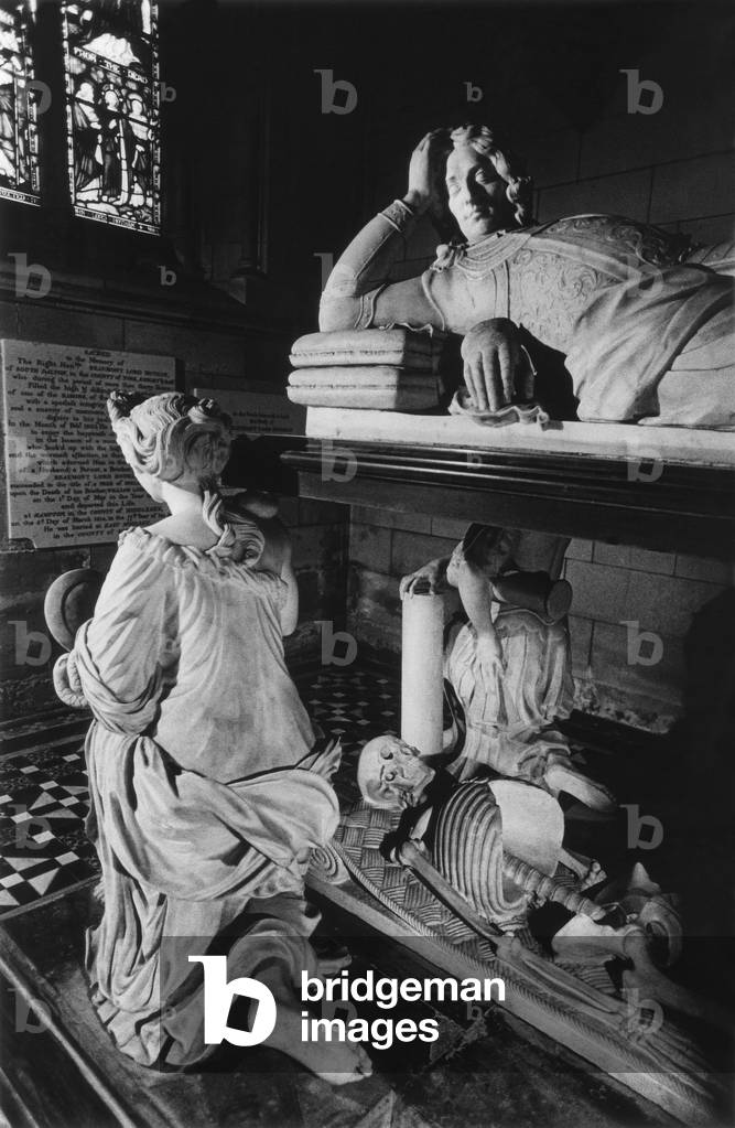 Monument to Sir John Hotham, St Mary's Church, South Dalton, Yorkshire, England (b/w photo)